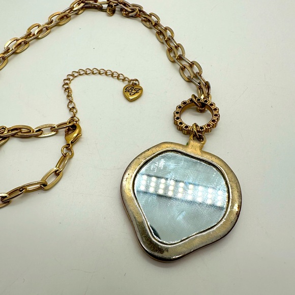Betsy Johnson gold tone strawberry mirror statement necklace - Picture 4 of 5